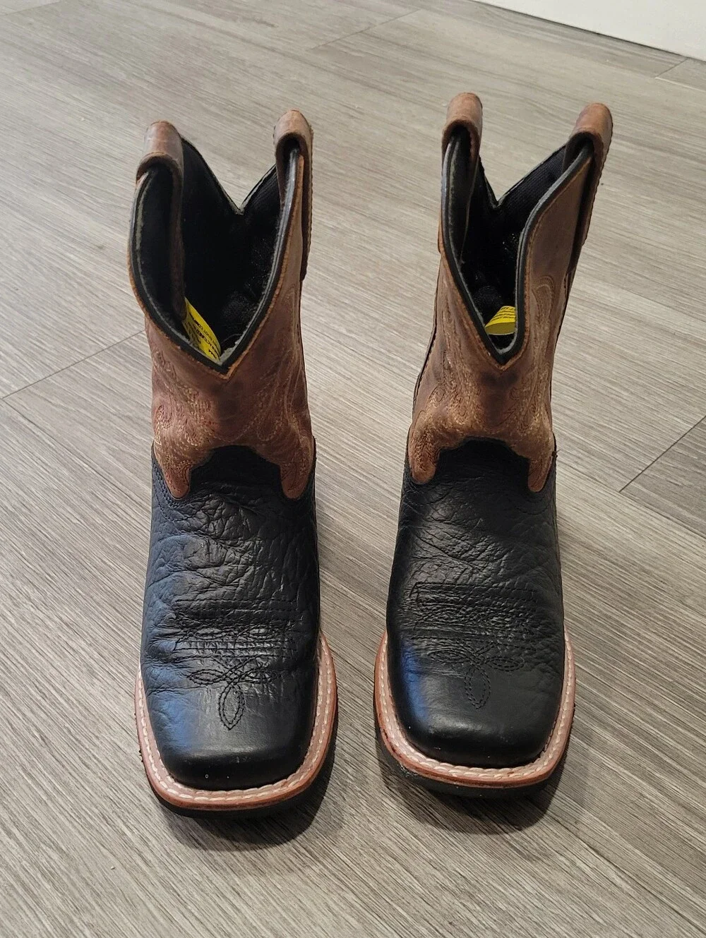 Dan Post Black and Brown Square Toe Western Cowboy Boots Size 11.5